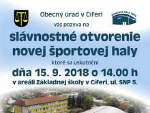V Cíferi otvoria novú športovú halu, obec ju postavila z vlastných zdrojov