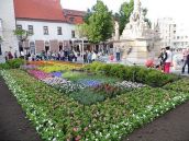 Trojičné námestie v Trnave počas jari a leta opäť spestrí kvetinový záhon