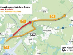 Ďalšia uzávera diaľnice D1 pri Bratislave, tentokrát v smere do Trnavy