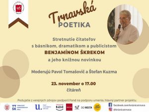 Benjamín Škreko predstaví v knižnici zbierku básní Až do dňa