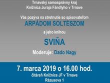V knižnici bude reč o knihe Sviňa, predstaví ju autor Arpád Soltész