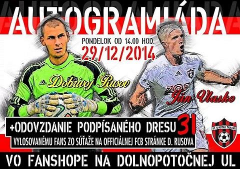 Fanshop Spartaka pripravil autogramiádu trnavských futbalistov Vlaska a Rusova