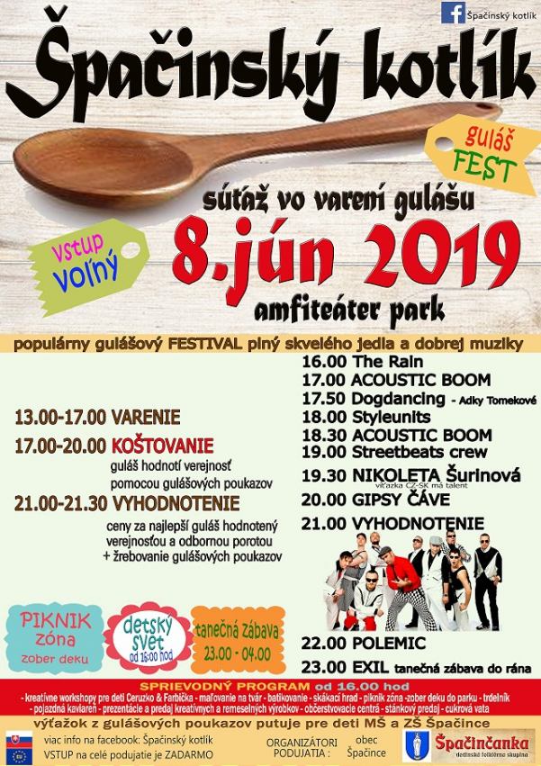 V Špačinciach bude gulášový festival, prídu aj Gipsy Čáve, Polemic a Exil