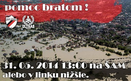 Fanúšikovia Spartaka organizujú zbierku na pomoc zatopeným balkánskym krajinám