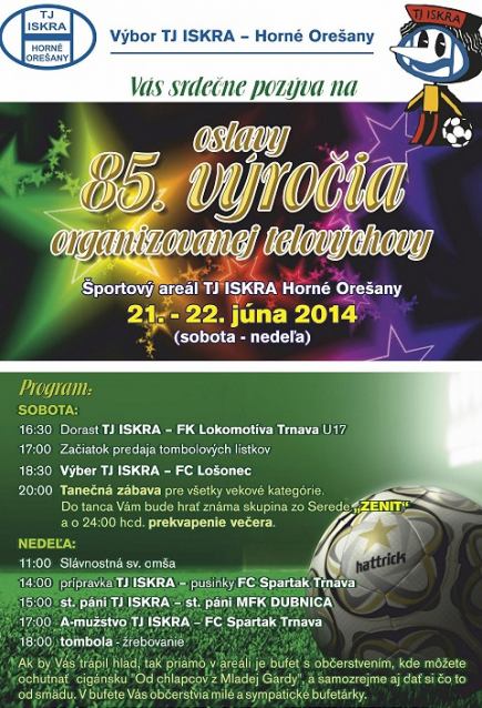 Na futbalové oslavy do Horných Orešian príde aj Spartak Trnava