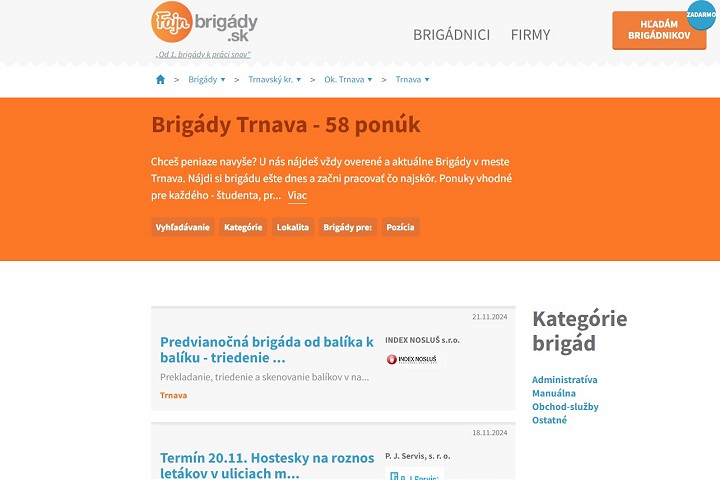 Fajn-brigady.sk - nájdite si brigádu v Trnave a okolí