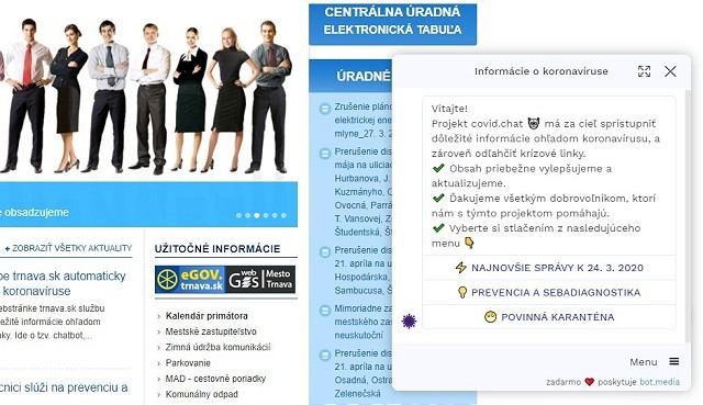 Na webe Trnavy zriadili chatbot ku koronavírusu, župa vytvorila informačný web