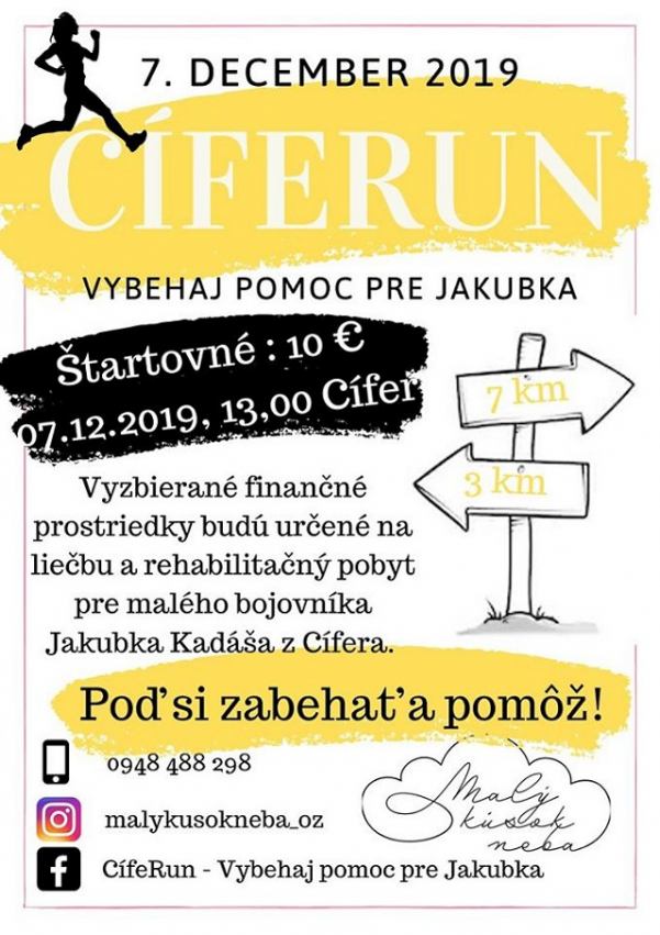 Cífer bude v sobotu na nohách. Bežci pomôžu malému bojovníkovi Jakubkovi