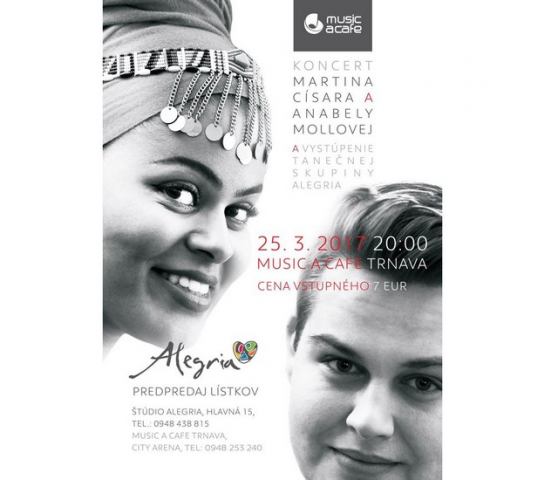 Martin Císar a Anabel Mollová vystúpia s Alegriou v sobotu v Music a cafe
