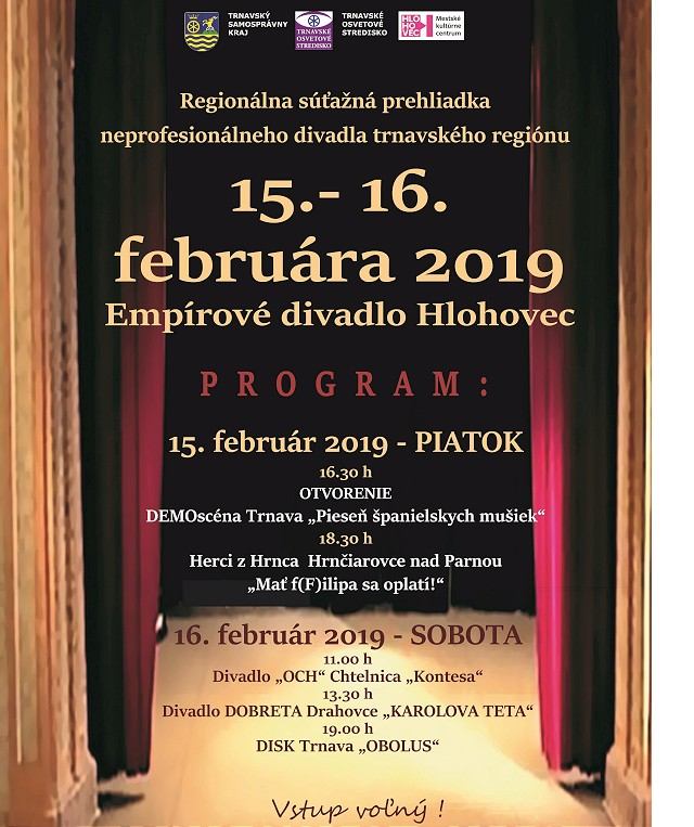 V Hlohovci sa predvedú neprofesionálne divadlá z regiónu