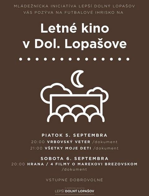 V Dolnom Lopašove budú premietať filmy pod holým nebom