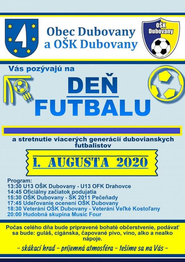 V Dubovanoch budú hrať v sobotu futbal všetky generácie