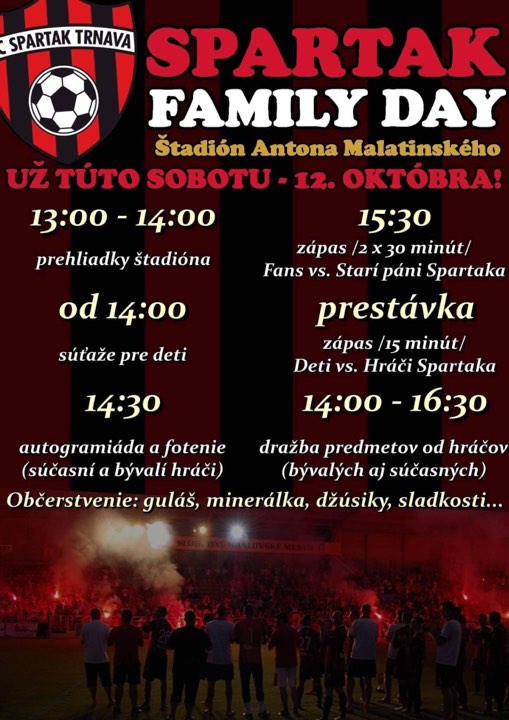 Na futbalovom štadióne bude spartakovská akcia pre celú rodinu