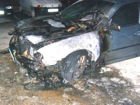 Horela úmyselne podpálená Škoda Octavia, škoda tritisíc eur
