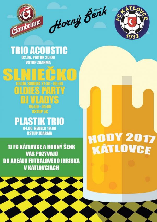 V Kátlovciach na hodoch vystúpia kapely Slniečko a Plastik trio, bude aj oldies diskotéka