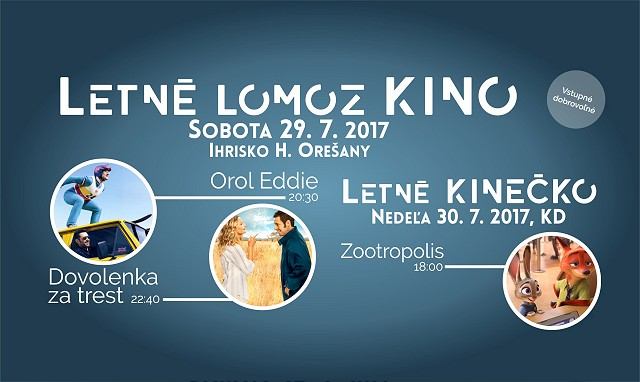 V Horných Orešanoch chystajú letné kino, v Trnave premietnu v novom parčíku dokumenty
