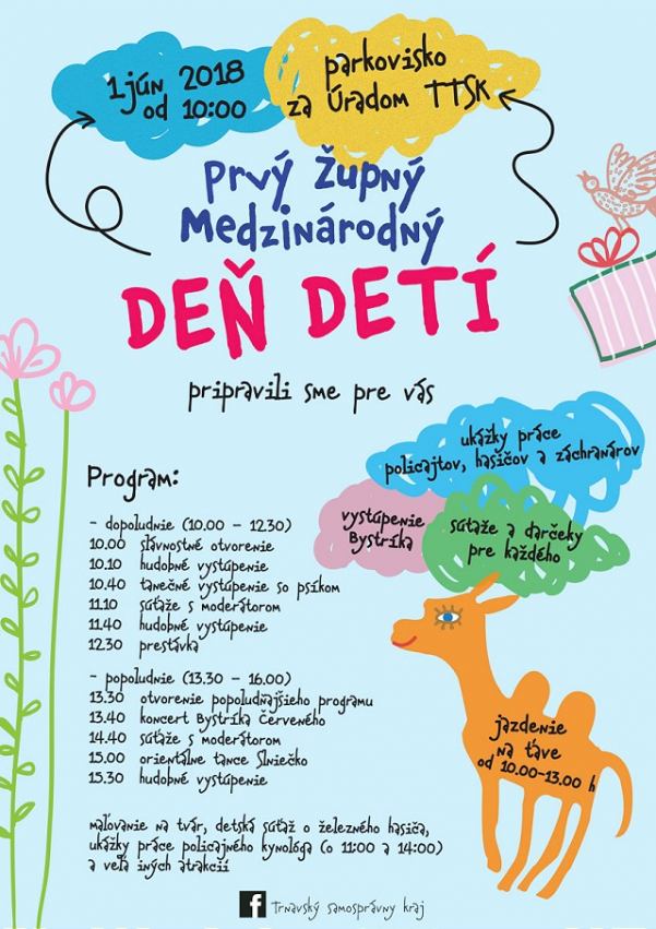 Medzinárodný deň detí: Pri VÚC vystúpi Bystrík, najmenších poteší ťava