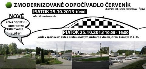 Na diaľnici pri Červeníku otvoria v piatok zmodernizované odpočívadlo