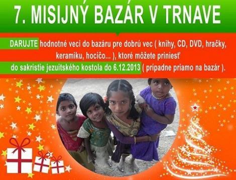 Misijný bazár v Trnave pomôže chudobným deťom v Indii