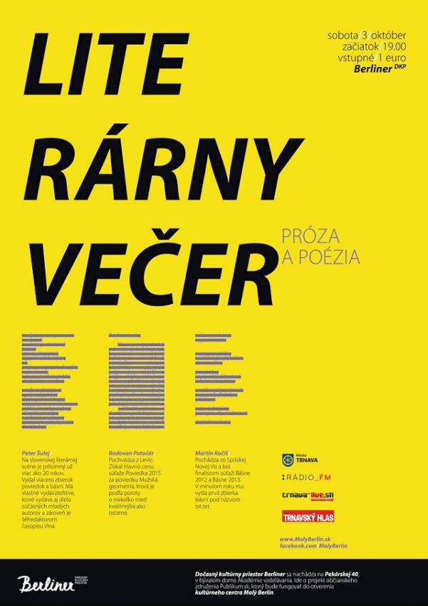 Na sobotný diskusný večer príde do trnavského Berlinera trojica literátov