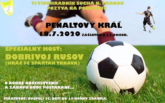 V Suchej bude súťaž Penaltový kráľ, príde aj brankár Spartaka Rusov