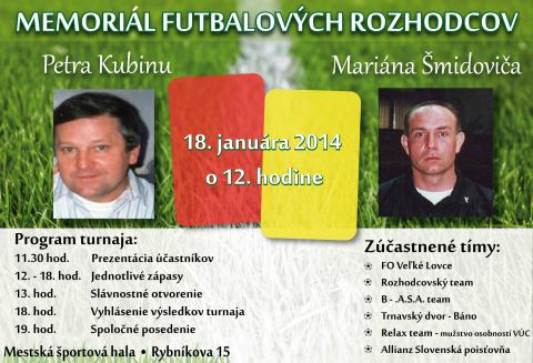 V sobotu si futbalom pripomenú rozhodcov Kubinu a Šmidoviča