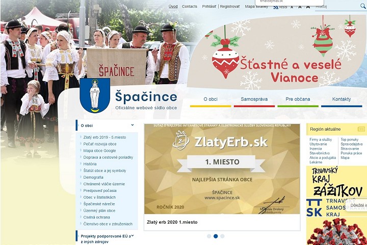 Najlepšiu internetovú stránku medzi samosprávami majú Špačince