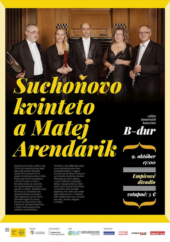 V Hlohovci bude komorný koncert Suchoňovho kvinteta a Mateja Arendárika