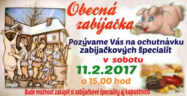 V Šúrovciach organizujú v sobotu ochutnávku zabíjačkových špecialít