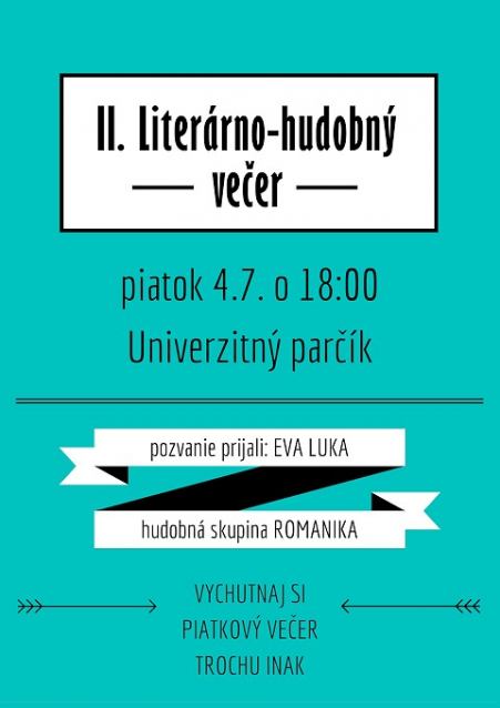 Literárny večer s hudbou pokračuje v Univerzitnom parčíku aj tento piatok