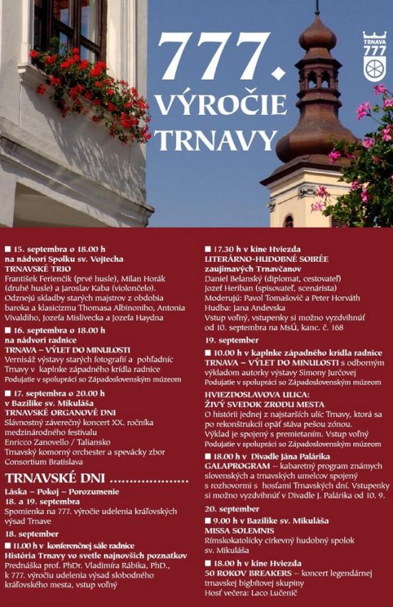 Od udelenia kráľovských výsad Trnave uplynulo 777 rokov