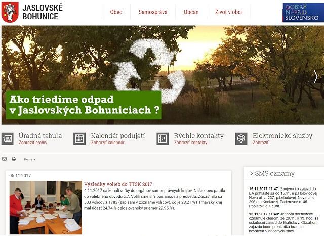 Jaslovské Bohunice získali ocenenie za webovú stránku obce
